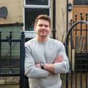 Tom Lord outside the house he bought with his ex before their relationship ended.  
