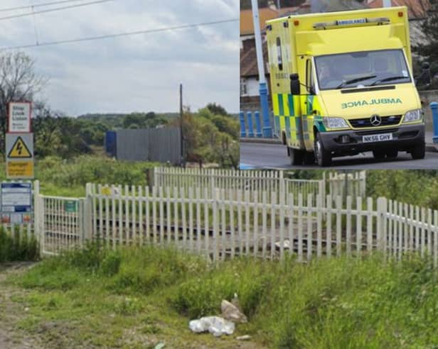 A person has been taken to hospital after being injured at Blue House Lane level crossing in Whitburn.