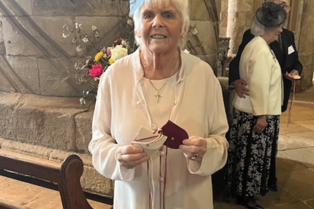 Jacki Dunn, from Jarrow, has received the Maundy Money from King Charles III.