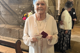 Jacki Dunn, from Jarrow, has received the Maundy Money from King Charles III.