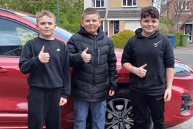 Kayne Gibson (left), Tyler Hemmer (middle), and Charlie Smith have been received heaps of praise on social media after they have been going around Hebburn washing cars.