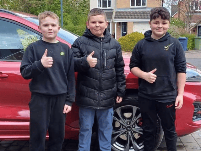 Kayne Gibson (left), Tyler Hemmer (middle), and Charlie Smith have been received heaps of praise on social media after they have been going around Hebburn washing cars.