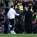 Jason Tindall, Interim Manager of Newcastle United, shakes hands with Unai Emery, Manager of Aston Villa, after the Premier League match between Aston Villa FC and Newcastle United FC at Villa Park on April 19, 2025 in Birmingham, England. (Photo by Michael Steele/Getty Images)