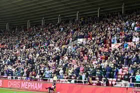 Sunderland fans in action during the game against Blackburn Rovers at the Stadium of Light. Photo courtesy of Chris Fryatt.