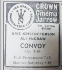 A star line-up in Convoy which was showing at the Crown Cinema 50 years ago.