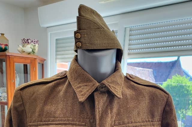 Part of the uniform which will make up the VE Day tribute to Pte Thomson in Fosseux, France.
