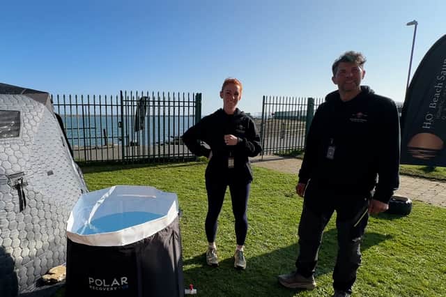H3O Beach Saunas founders Kimberley Kerry and John Miller.