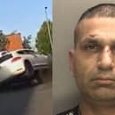 Man rams police vehicles.