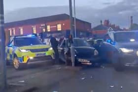 The scene of the crash in Blackpool Road after a police chase through the streets of Preston on Monday evening (April 21)