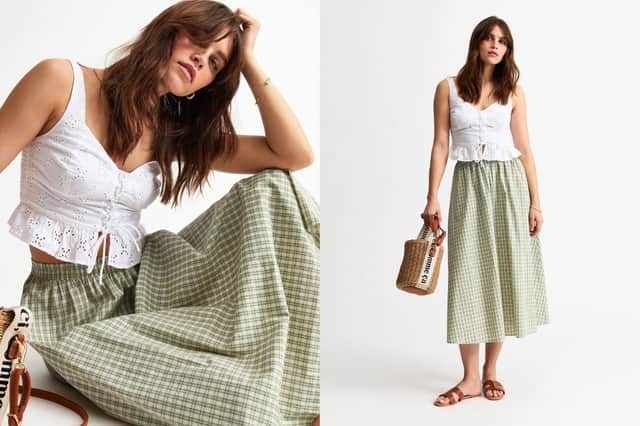 New Look Green Gingham Print Circle Skirt £27.99