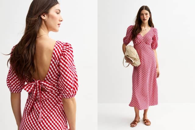 New Look Red Gingham Bow Back Midi Dress £33.99