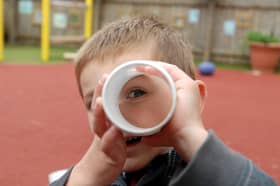 This young pupil had his eyes firmly fixed on the camera in a playground scene from 16 years ago.