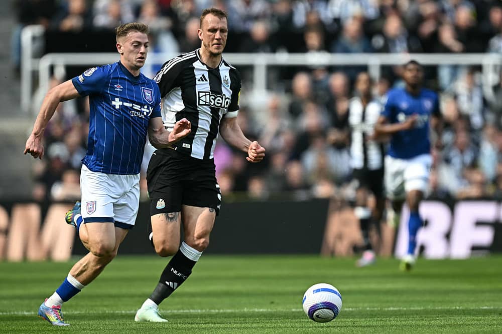 Liam Delap in action for Ipswich Town against Newcastle United. 