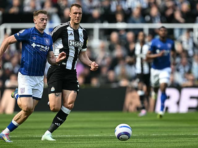 Liam Delap in action for Ipswich Town against Newcastle United. 