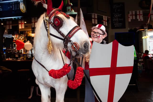 Kai Bracegirdle with horse Clyde on St Georges Day