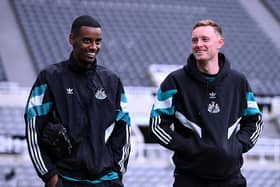 Alexander Isak and Sean Longstaff of Newcastle United arrive at the stadium prior to the Premier League match between Newcastle United FC and Crystal Palace FC at St James' Park on April 16, 2025 in Newcastle upon Tyne, England. (Photo by Stu Forster/Getty Images)