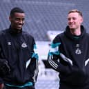 Alexander Isak and Sean Longstaff of Newcastle United arrive at the stadium prior to the Premier League match between Newcastle United FC and Crystal Palace FC at St James' Park on April 16, 2025 in Newcastle upon Tyne, England. (Photo by Stu Forster/Getty Images)