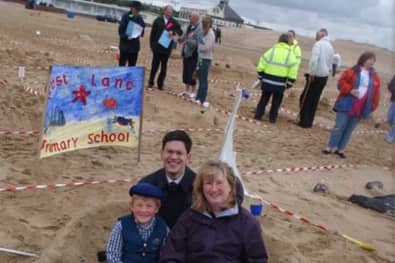 It was a bracing day in 2004 when this sandcastle building competition was held and Greenfield School won it.