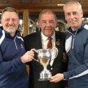 Consett's Mark Bonser (left) and John Kennedy (right) with the Durham County President-elect, Bernie Munroe.