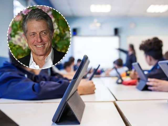 Actor and father Hugh Grant has spoken out against screens in schools