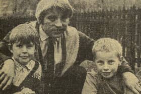 John Brownless with the two boys who found the grenade, his
son Ian, left, and the lad’s pal Paul Vacher.
