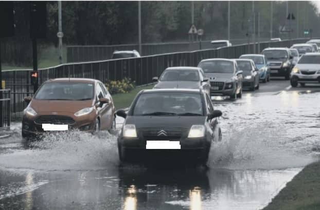 A back-up of cars as drivers tried to negotiate the 2017 Spring flash floods.