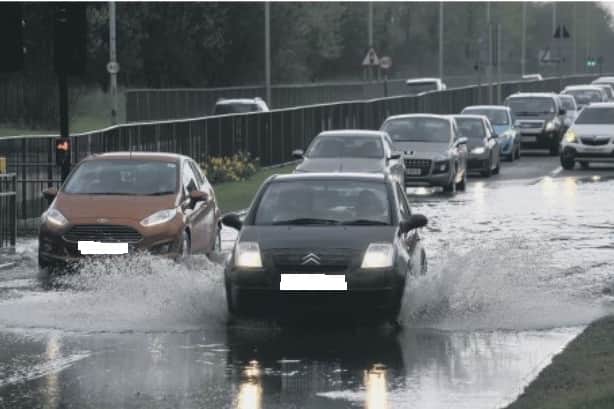 A back-up of cars as drivers tried to negotiate the 2017 Spring flash floods.
