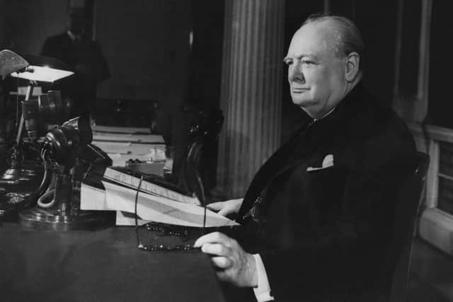  Prime Minister of Great Britain Winston Churchill  makes his VE Day Broadcast to the world on May 8, 1945.