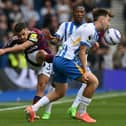 Bruno Guimaraes in action v Brighton. 