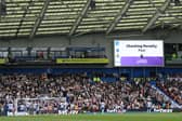 The LED board shows the Video Assistant Referee checking for possible penalty following a foul during the Premier League match between Brighton & Hove Albion FC and Newcastle United FC at Amex Stadium on May 04, 2025 in Brighton, England. (Photo by Mike Hewitt/Getty Images)