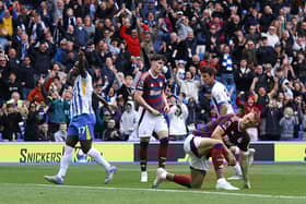 Yankuba Minteh of Brighton and Hove Albion celebrates after scores the team first goal of the game during the Premier League match between Brighton & Hove Albion FC and Newcastle United FC at Amex Stadium on May 04, 2025 in Brighton, England. (Photo by Charlie Crowhurst/Getty Images)