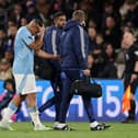 Murillo of Nottingham Forest reacts, as he leaves the pitch with a injury during the Premier League match between Crystal Palace FC and Nottingham Forest FC at Selhurst Park on May 05, 2025 in London, England. 