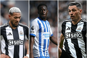 Joelinton, Yankuba Minteh and Fabian Schar