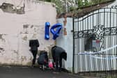 Well wishers leave floral tributes outside Fairfield Industrial Park in the Bill Quay area of Gateshead.