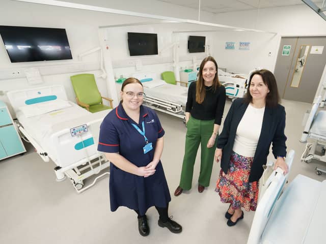(Left to right)Rachel Boyd, SACT Clinical Educator at South Tyneside and Sunderland NHS Foundation Trust, Lynsey Robson, Oncology Nurse Consultant at the NHS Foundation Trust and Karen Humphreys, Senior Lecturer at the University of Sunderland and SACT programme leader.   