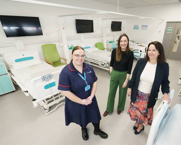 (Left to right)Rachel Boyd, SACT Clinical Educator at South Tyneside and Sunderland NHS Foundation Trust, Lynsey Robson, Oncology Nurse Consultant at the NHS Foundation Trust and Karen Humphreys, Senior Lecturer at the University of Sunderland and SACT programme leader.   