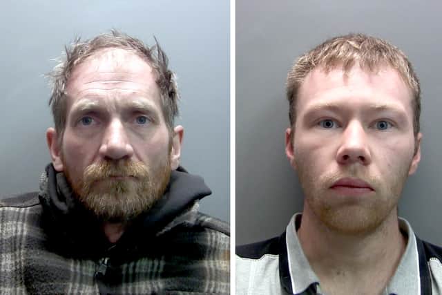 Daniel Graham, 39, left, and Adam Carruthers, 32, who were found guilty at Newcastle Crown Court of criminal damage after the felling of the Sycamore Gap tree.