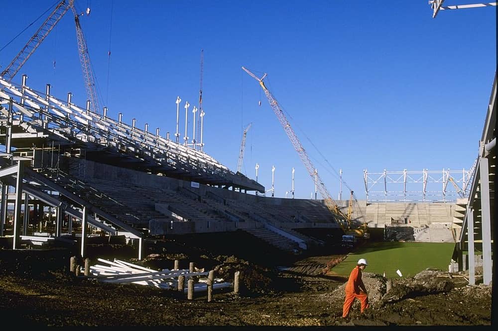 A general view of the new home of Sunderland Football Club under construction in 1997. Credit: Stu Forster /Allsport.