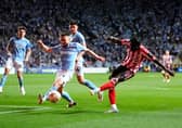 Sunderland's Eliezer Mayenda attempts a shot on goal during the Sky Bet Championship play off semi final, first leg match at the Coventry Building Society Arena, Coventry.