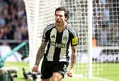 Sandro Tonali celebrates after scoring Newcastle United's opener