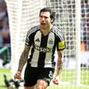 Sandro Tonali celebrates after scoring Newcastle United's opener