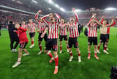 Sunderland players celebrate their play-off semi final win