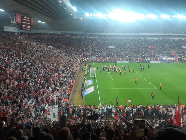 The scene at the final whistle.