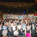 Staff and care leavers celebrating their outstanding Ofsted rating.