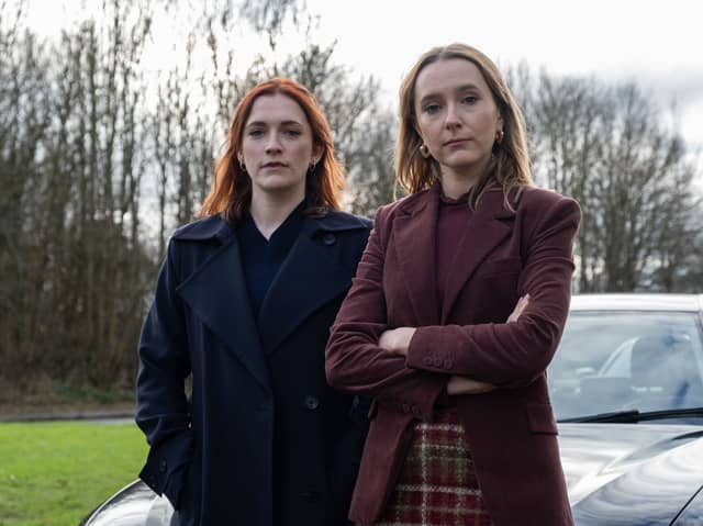Charlotte Ritchie as DS Ashleigh Francis and Rose Ayling-Ellis as Alison Brooks in Code of Silence.