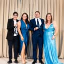 Welsh business Home of Nail Art, on a mission to improve safety standards in the beauty industry, won Small Business of the Year at the Small Awards; photographed with Sue Perkins (left) and Michelle Ovens CBE (right)