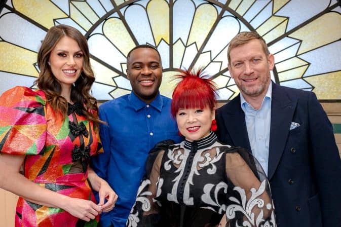 Bake-Off: The Professionals hosts and judges: (L-R) Ellie Taylor, Liam Charles, Cherish Finden and Benoit Blin 
