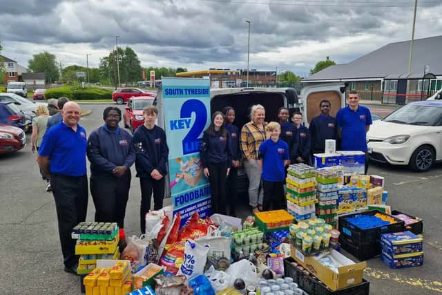 Representatives of the The 10th Boys' Brigade and Girls Association in South Tyneside with the fundraised food parcels