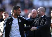 Newcastle coach Jason Tindall with sporting director Paul Mitchell after the Premier League match between Newcastle United FC and Everton FC at St James' Park on May 25, 2025 in Newcastle upon Tyne, England. (Photo by Stu Forster/Getty Images)