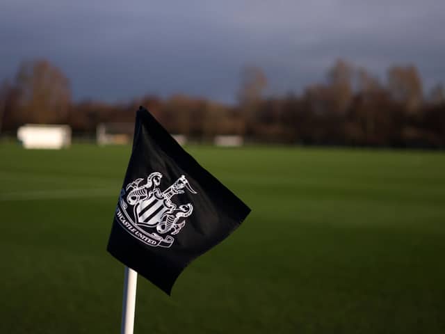 A general view of a corner flag prior to the U18 Premier League match between Newcastle United U18 v Manchester United U18 at Newcastle United Academy on January 13, 2024 in Newcastle upon Tyne, England. (Photo by Manchester United/Manchester United via Getty Images)